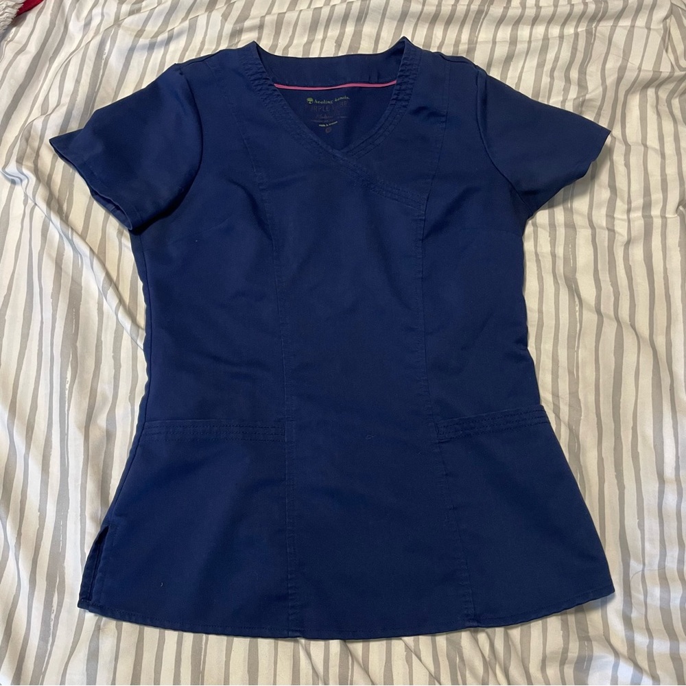 Healing Hands Purple Label Modern Fit XS Scrub Top - Navy